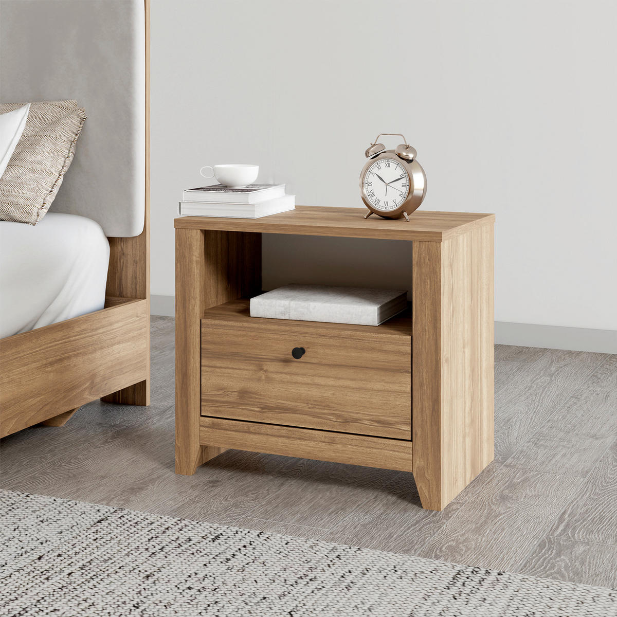 NATTDUKSBORD i valnötsfärgad  - vit/valnötsfärgad, Design, trämaterial (55/35/50cm) - Livetastic