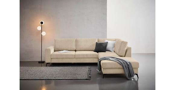 ECKSOFA Beige Chenille  - Beige/Schwarz, KONVENTIONELL, Textil/Metall (275/257cm) - Carryhome