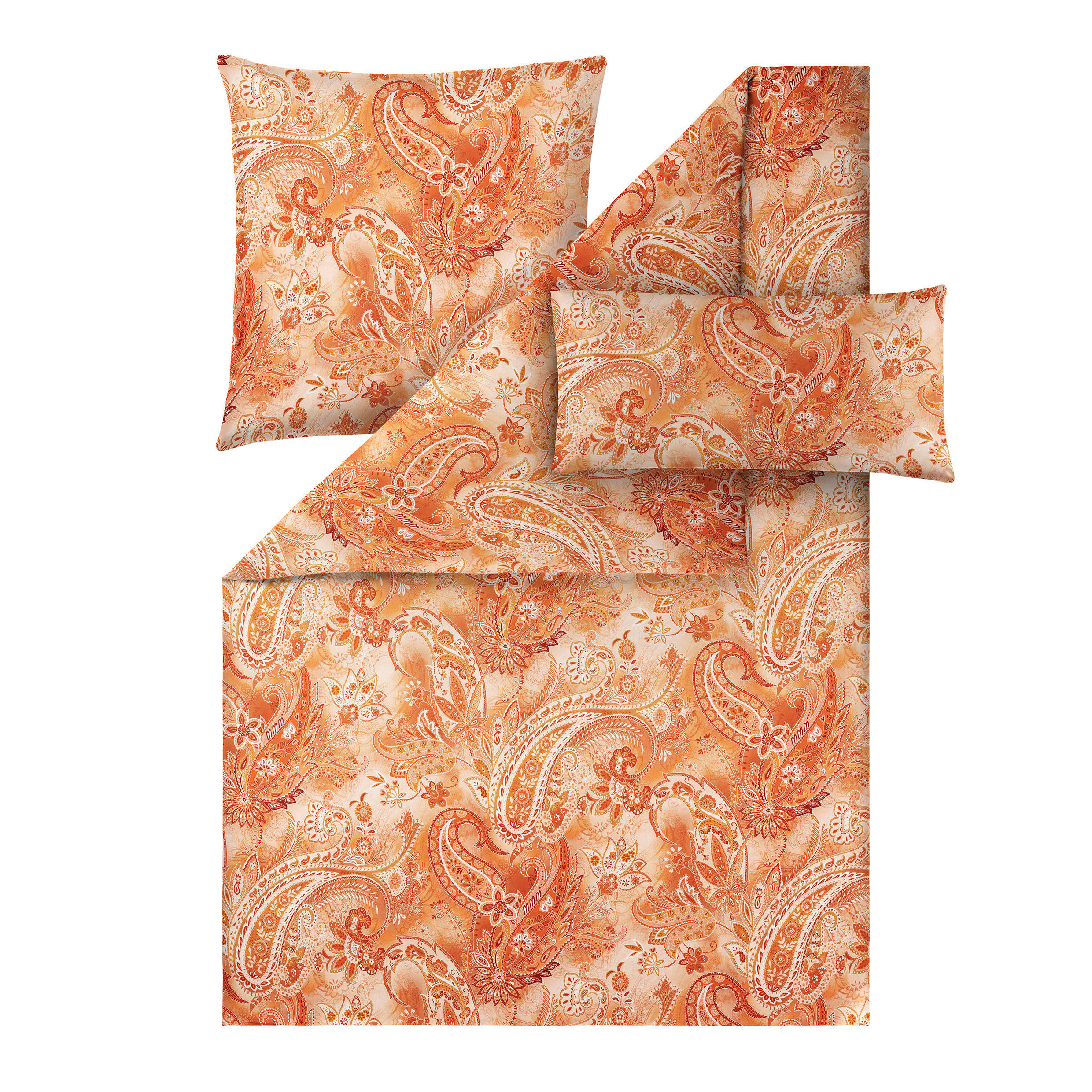 BETTWÄSCHE Atelier Makosatin 155/220 cm  - Orange, Design, Textil (155/220cm) - Estella