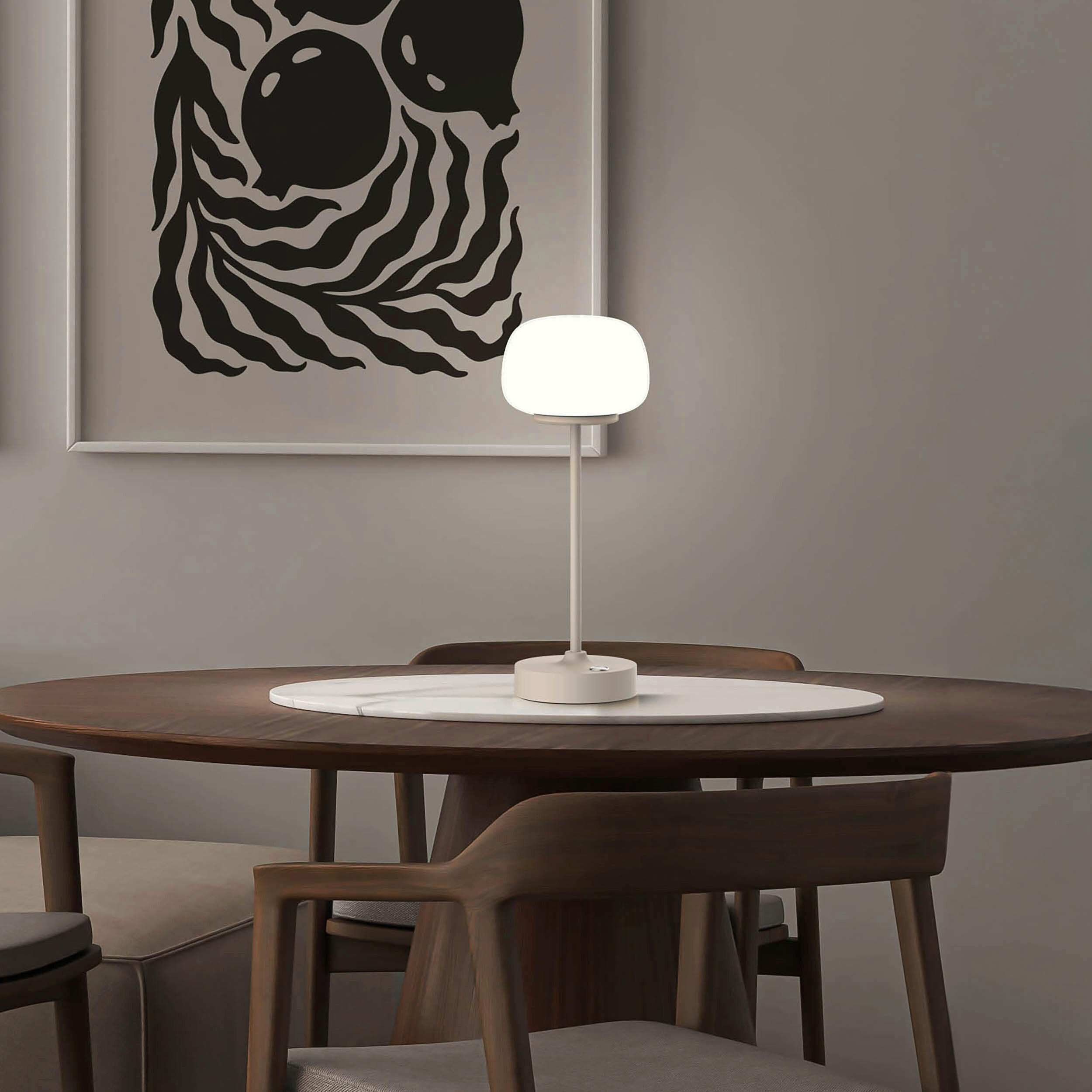 AKKU-TISCHLEUCHTE PINA 9,1/10,6/27,8 cm   - Beige/Weiß, Design, Glas/Metall (9,1/10,6/27,8cm) - Näve