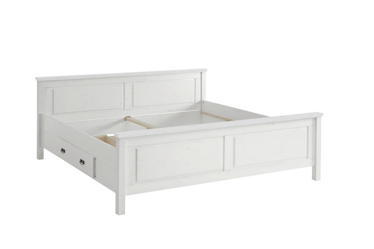 BETT 200/200 cm  in Weiß  - Weiß, ROMANTIK / LANDHAUS, Holz (200/200cm) - Boxxx