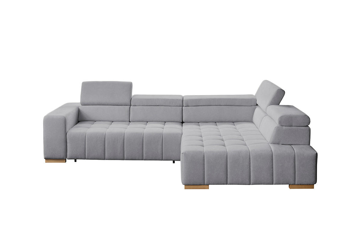 ECKSOFA ELIAS Grau Chenille  - Naturfarben/Grau, Design, Holz/Textil (307/201cm) - Livetastic