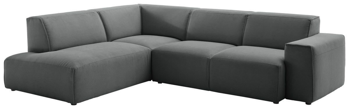 ECKSOFA in Cord Anthrazit  - Anthrazit/Schwarz, Design, Kunststoff/Textil (210/270cm) - Pure Home Lifestyle