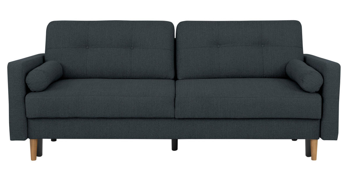 SCHLAFSOFA  mit Rücken echt Dunkelblau  - Buchefarben/Dunkelblau, Design, Holz/Textil (222/93/99cm) - MID.YOU