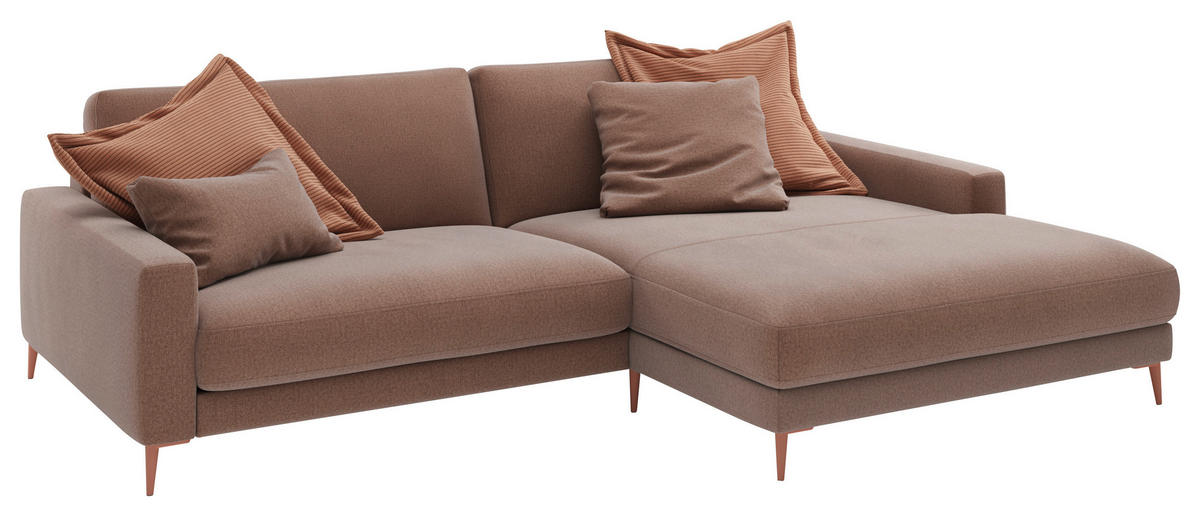 ECKSOFA  in Flachgewebe Hellrosa  272/190 cm  - Hellrosa/Rosa, Design, Textil/Metall (272/190cm) - Lomoco