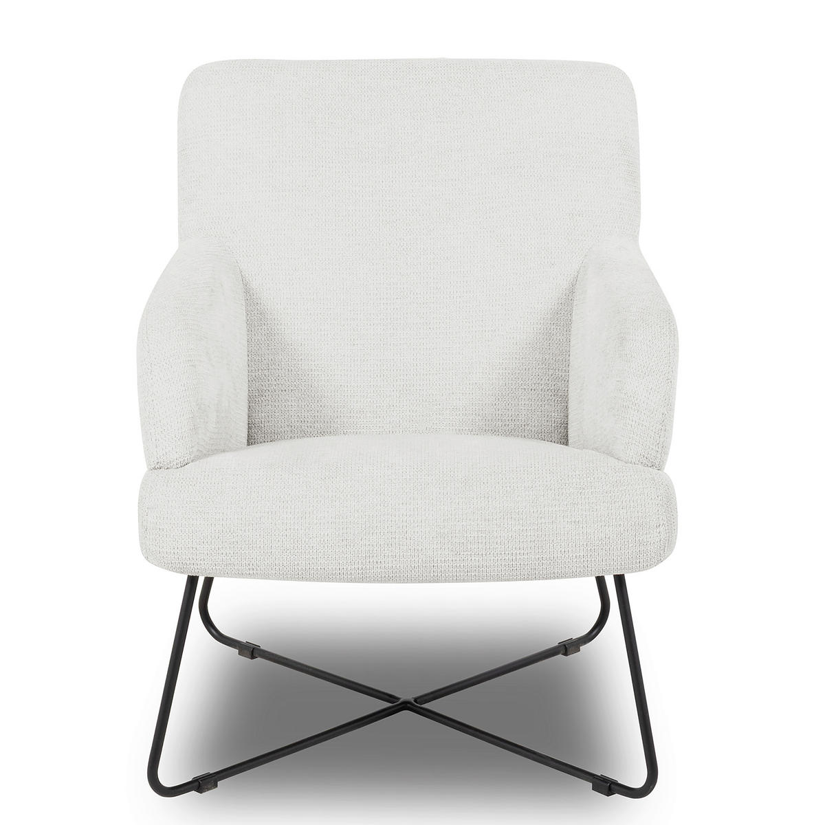 SESSELSET in Chenille Weiß  - Schwarz/Weiß, Design, Textil/Metall (67/87/74cm) - Livetastic