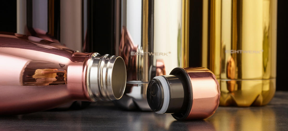 TERMOSFLASKA 0,5 l  - svart högglans, Basics, metall (26,7/7,3/26,7cm) - Echtwerk