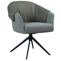 ARMLEHNSTUHL  Sitzfläche 360° drehbar, automatische Rückholfunktion Leinenoptik Echtleder  Grün, Schwarz  - Schwarz/Grün, Design, Leder/Textil (68,5/83/65,5cm) - Carryhome