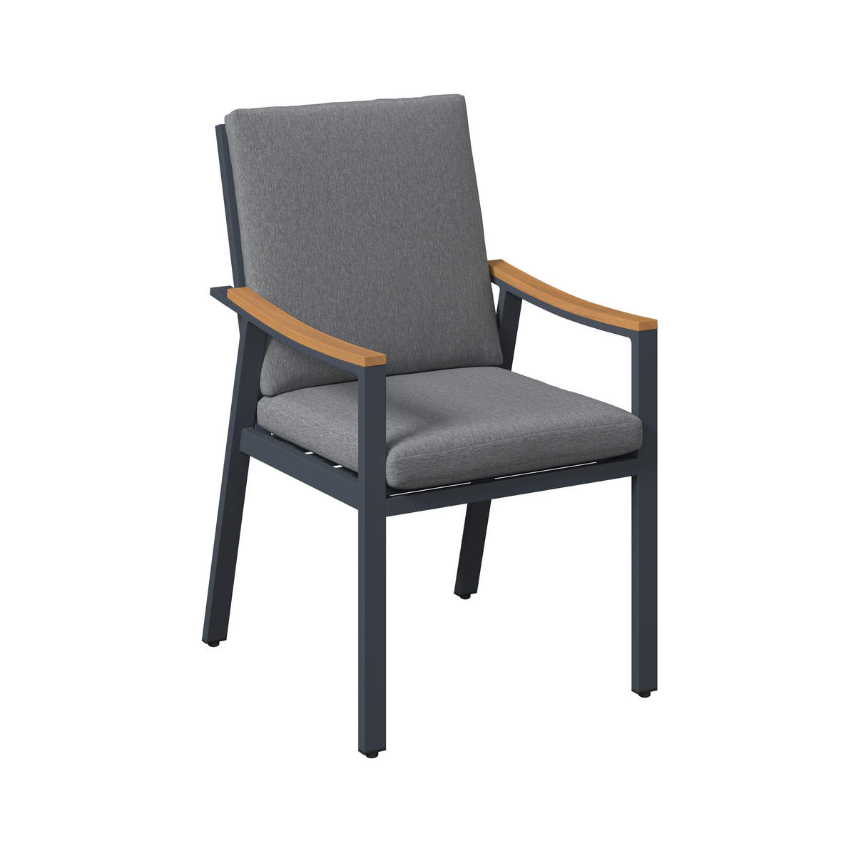 GARTENSTUHL in Holz, Metall, Textil Naturfarben, Dunkelgrau  - Dunkelgrau/Naturfarben, Basics, Holz/Textil (56/91/69cm) - Ambia Garden