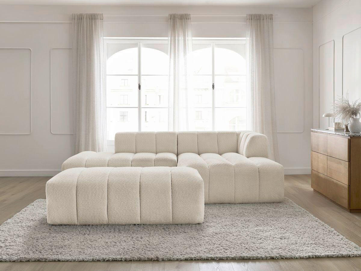 ECKSOFA  ANNECY Beige Bouclé  - Beige/Schwarz, MODERN, Kunststoff/Textil (262/170cm)