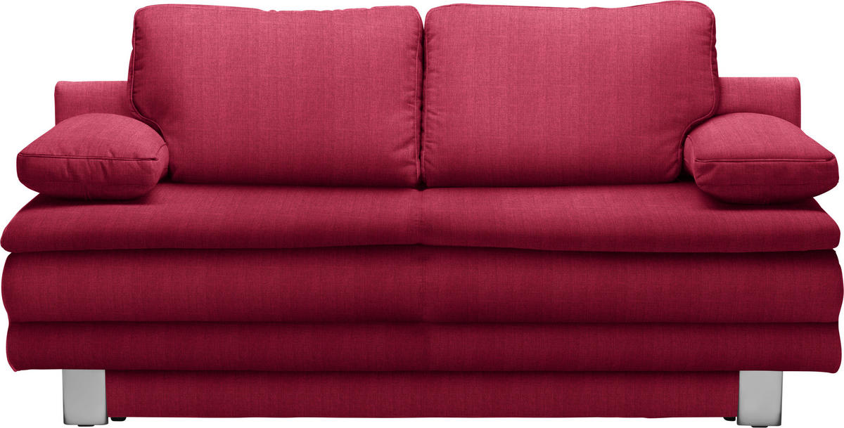 SCHLAFSOFA Flachgewebe Rot  - Chromfarben/Rot, Design, Textil/Metall (194/96/86cm) - Novel