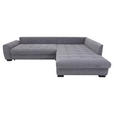 ECKSOFA Grau Cord Rückenkissen, Armlehnenkissen, Bettkasten, Schlaffunktion, Rücken echt, Liegefläche im Originalstoff  - Schwarz/Grau, KONVENTIONELL, Kunststoff/Textil (304/212cm) - Carryhome