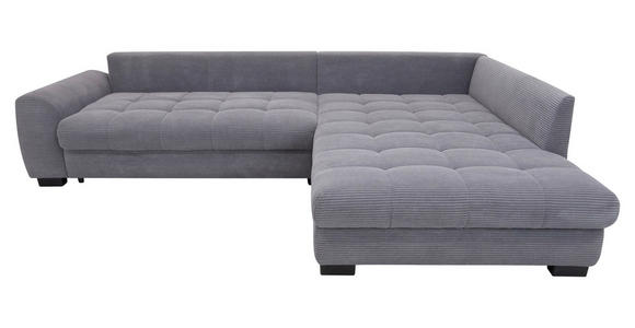 ECKSOFA Grau Cord Rückenkissen, Armlehnenkissen, Bettkasten, Schlaffunktion, Rücken echt, Liegefläche im Originalstoff  - Schwarz/Grau, KONVENTIONELL, Kunststoff/Textil (304/212cm) - Carryhome