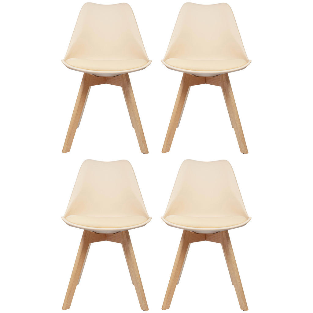 Stuhl-set 4er Scandi Buche Dekor/beige