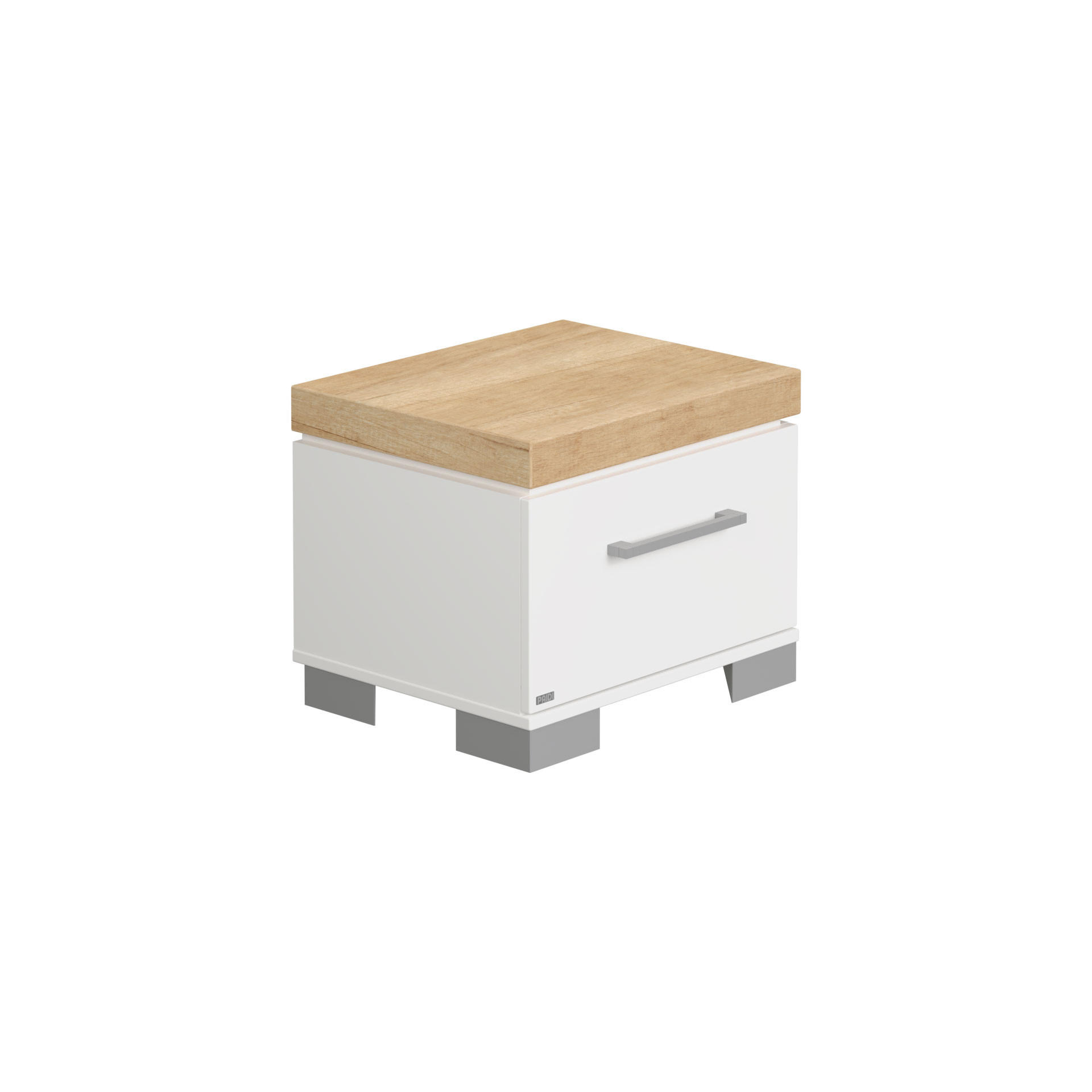 NACHTSCHRANK 48,4/39,1/39,6 cm  - Eichefarben/Silberfarben, Basics, Metall (48,4/39,1/39,6cm) - Paidi