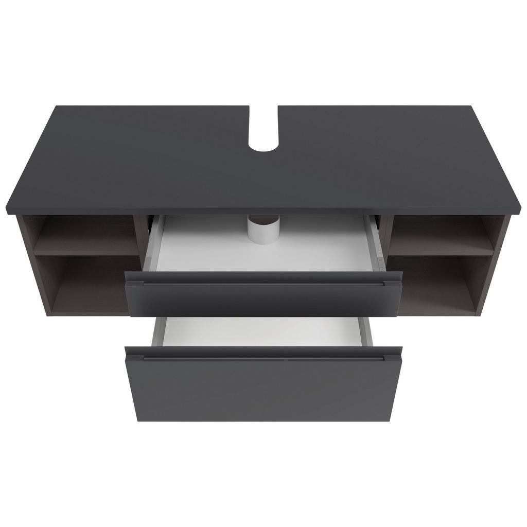 Thumbnail - Held Waschbeckenunterschrank, Graphit, Grau, Holzwerkstoff, 2 Fächer, 2 Schubladen, 120x41x47 cm, Made in Germany, hänge...