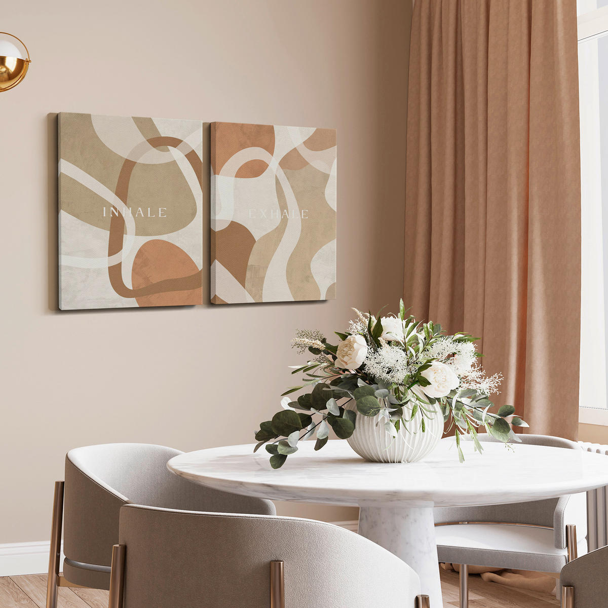 BILDERSET - Beige/Braun, Basics, Holz/Textil (2x32/42cm)