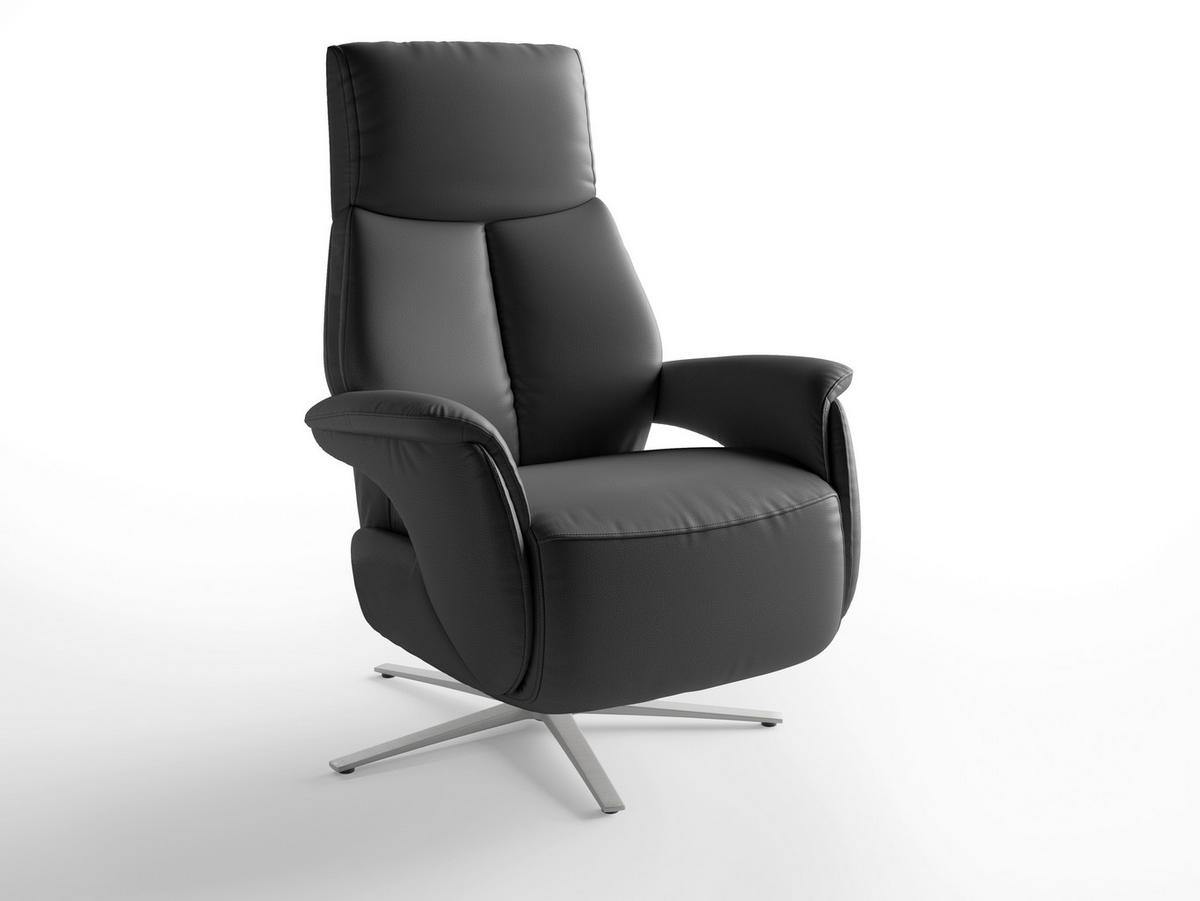 RELAXAČNÍ KŘESLO, kůže, černá - barvy stříbra/černá, Basics, kov/kůže (75/110/85cm) - Sit & More