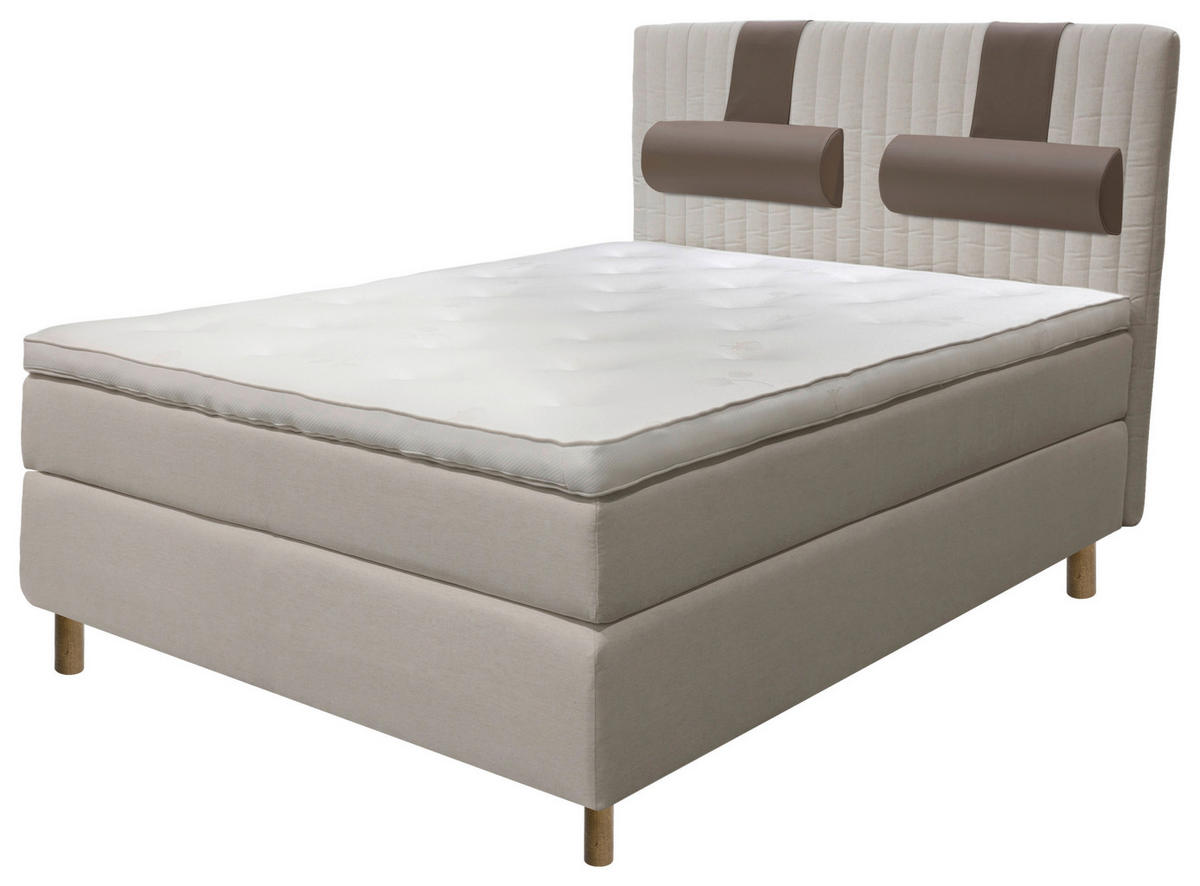 KONTINENTALSÄNG 160/200 cm  i brun, beige  - beige/brun, Klassisk, metall/trä (160/200cm) - Cassando