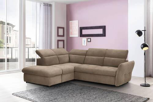 SEDEŽNA GARNITURA, mikrovlakna svetlo rjava  - svetlo rjava/črna, Design, umetna masa/tekstil (224/254cm) - Stylife