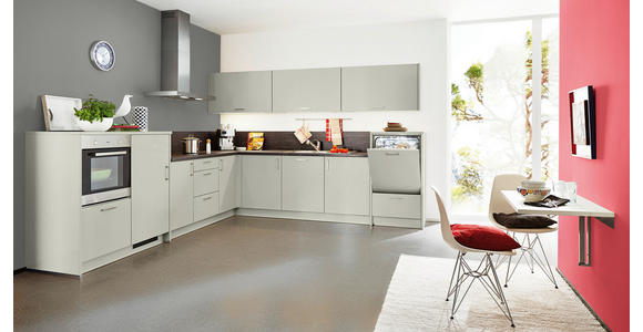 EINBAUKÜCHE - Birkefarben/Grau, Design, Holzwerkstoff - Dieter Knoll