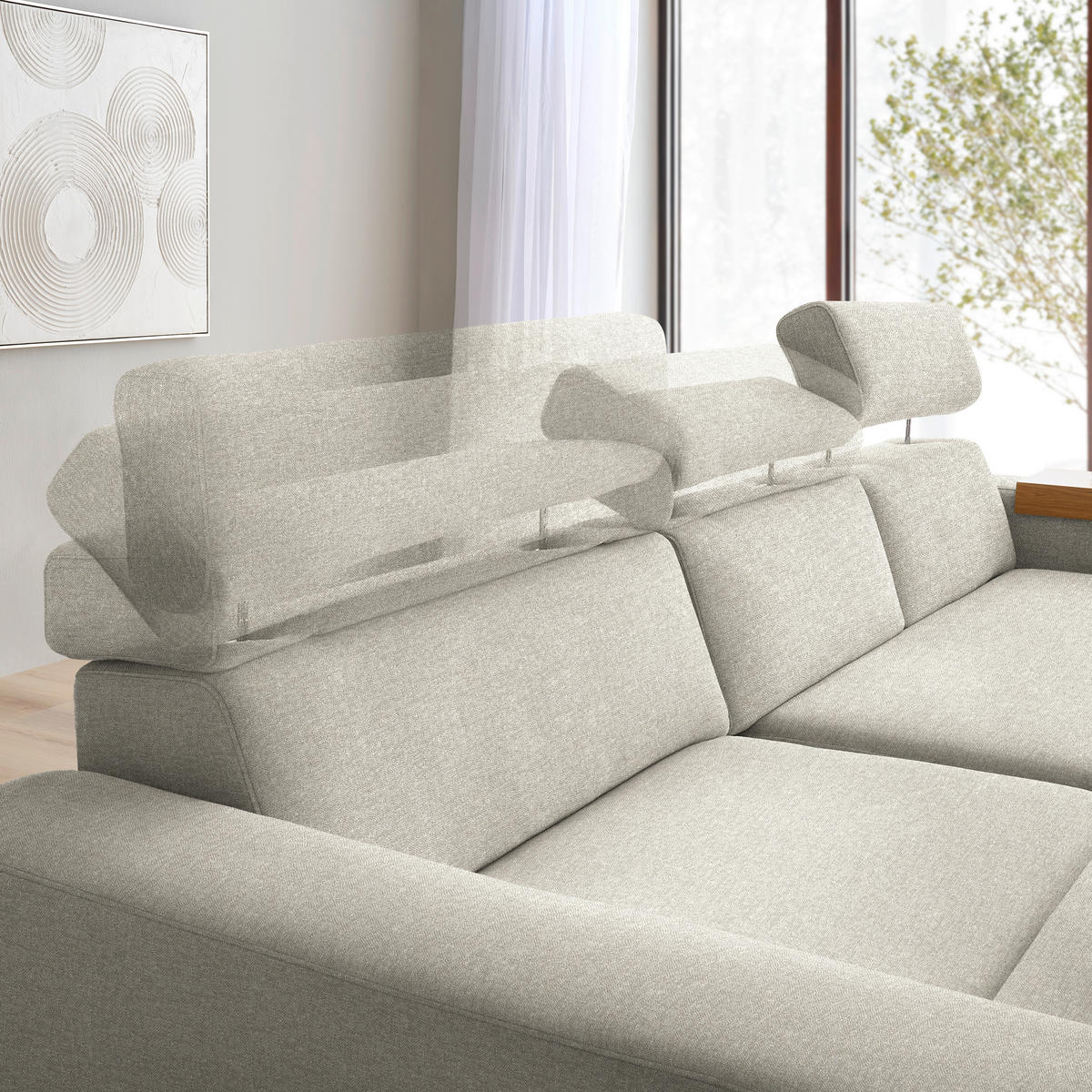 ECKSOFA  in Chenille Hellgrau  206/316 cm  - Eichefarben/Hellgrau, Design, Textil (206/316cm) - Sedda