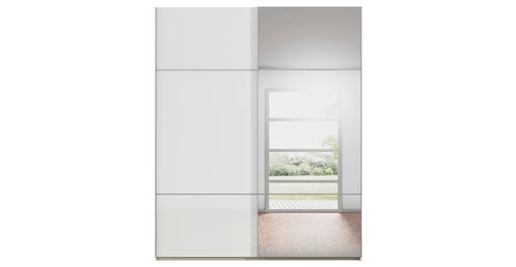 SCHWEBETÜRENSCHRANK 201/223/68 cm 2-türig Weiß, Champagner - Champagner/Alufarben, KONVENTIONELL, Glas/Holzwerkstoff (201/223/68cm) - Novel