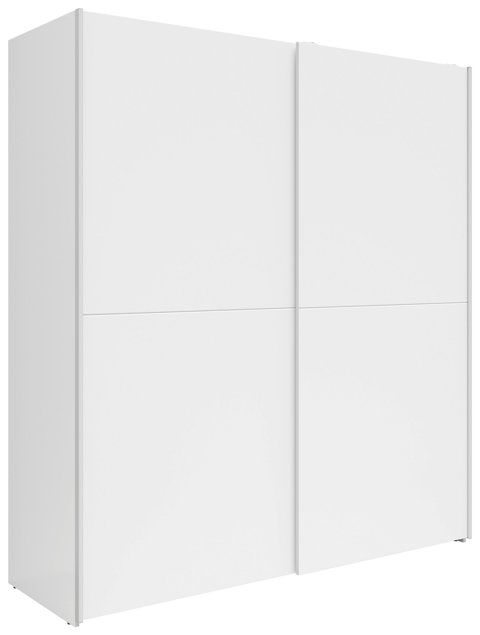 SCHWEBETÜRENSCHRANK 170/191/59 cm 2-türig Weiß  - Silberfarben/Weiß, Basics, Holzwerkstoff/Kunststoff (170/191/59cm) - Boxxx