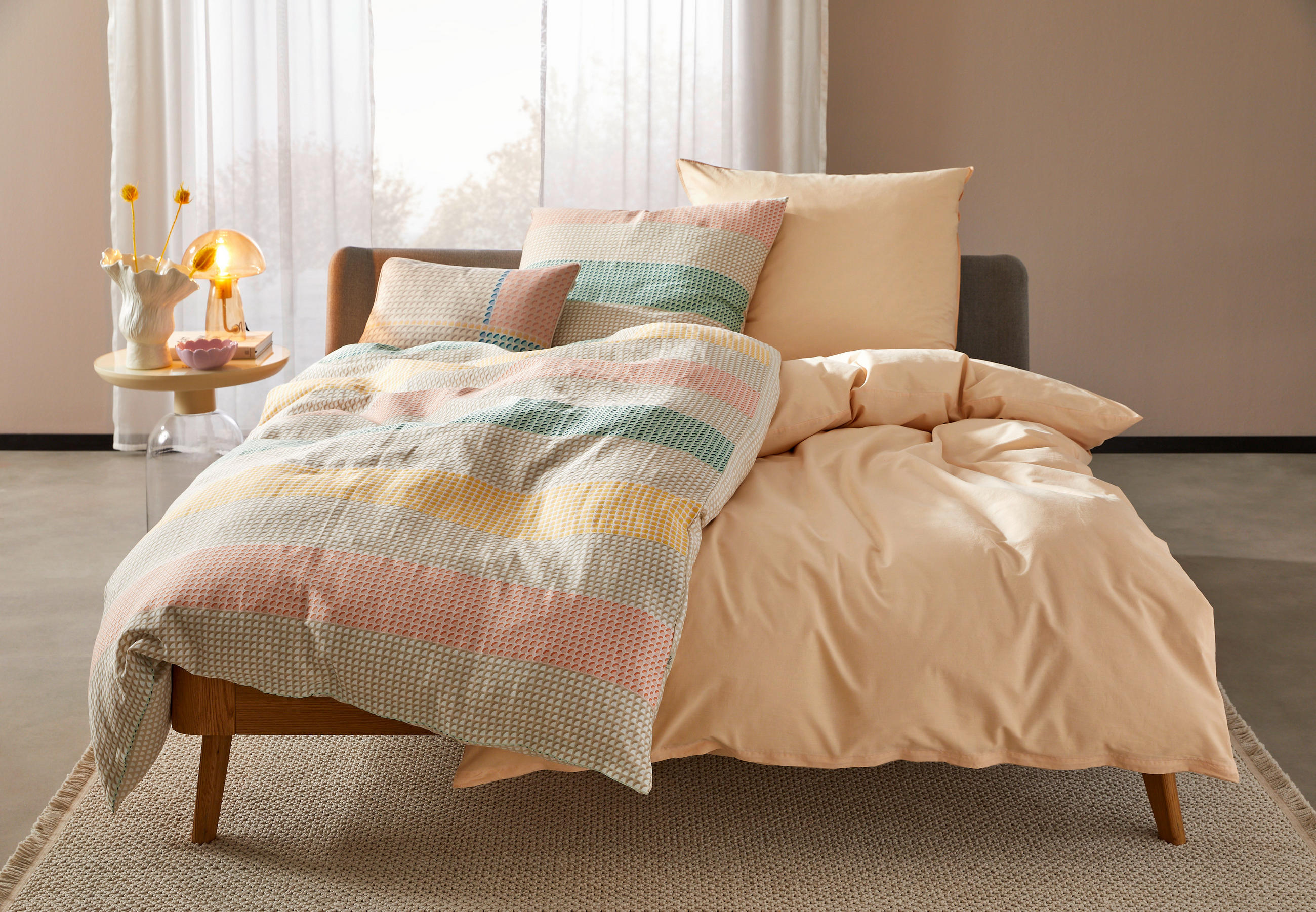 WENDEBETTWÄSCHE E-Benno Satin 135/200 cm  - Gelb/Multicolor, Basics, Textil (135/200cm) - Esprit
