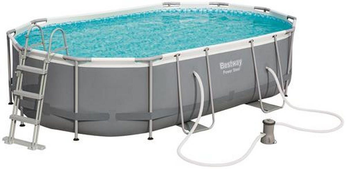 POOLSET 56448GS 488/305/107 cm  - Blau/Weiß, KONVENTIONELL, Kunststoff/Metall (488/305/107cm) - Bestway