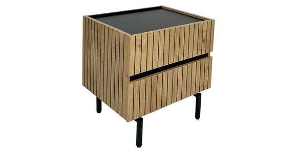 NACHTKÄSTCHEN in Schwarz, Eichefarben - Eichefarben/Schwarz, Design, Holzwerkstoff/Metall (50/50/40cm) - Xora