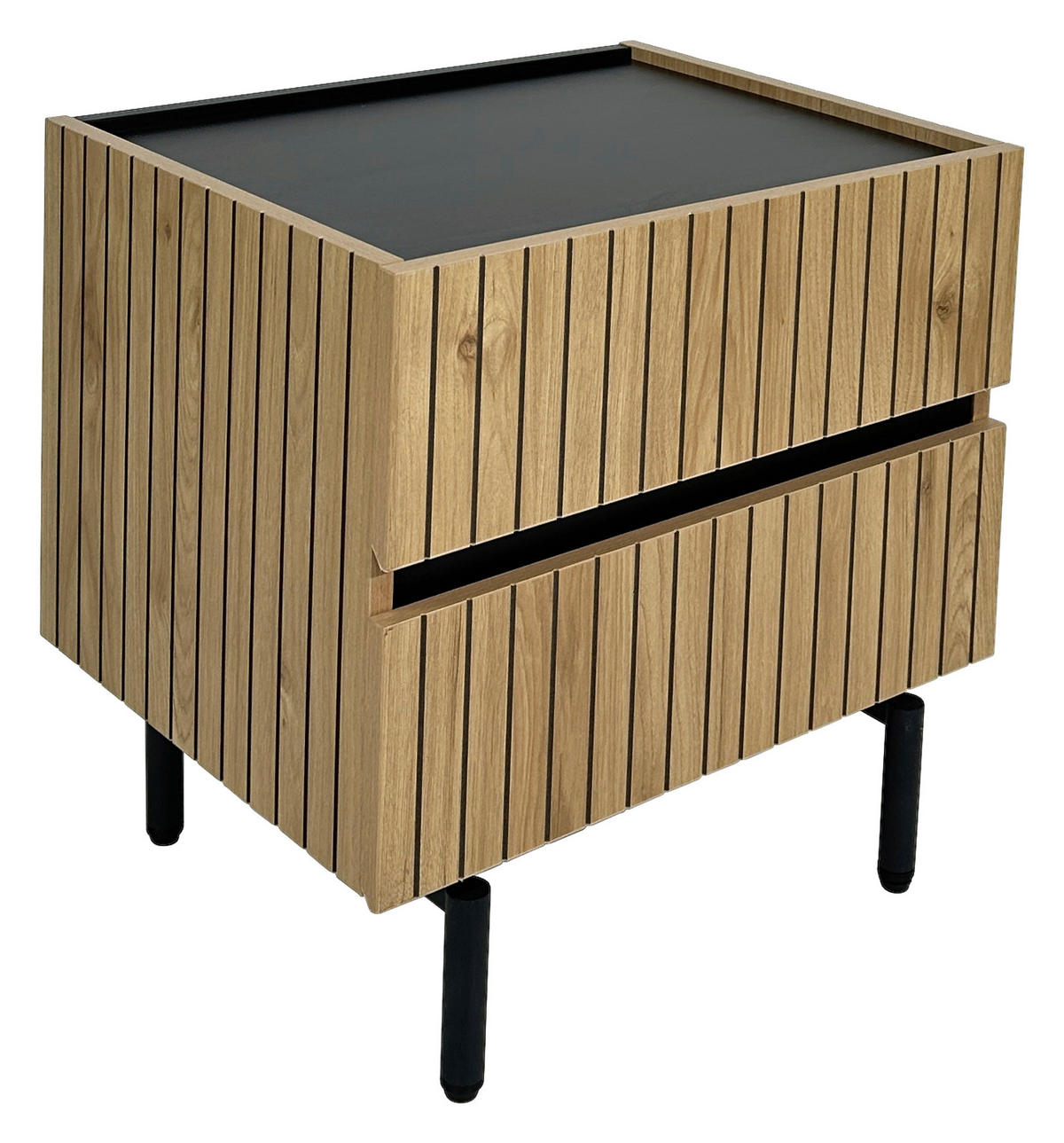 NACHTKÄSTCHEN in Schwarz, Eichefarben  - Eichefarben/Schwarz, Design, Holzwerkstoff/Metall (50/50/40cm) - Xora
