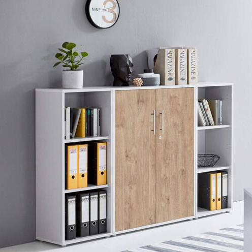 AKTENSCHRANK Grau, Eichefarben  - Eichefarben/Grau, MODERN, Holzwerkstoff (173/114/33cm) - MID.YOU