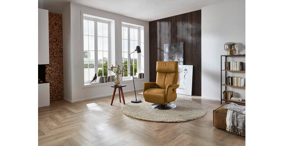 RELAXSESSEL in Leder Cognac - Edelstahlfarben/Cognac, Design, Leder/Metall (78/112/85cm) - Cantus