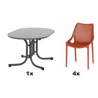 GARTENGARNITUR 5-teilig  - Anthrazit/Rot, Basics, Holzwerkstoff/Kunststoff (90/71/140cm) - Siena Garden