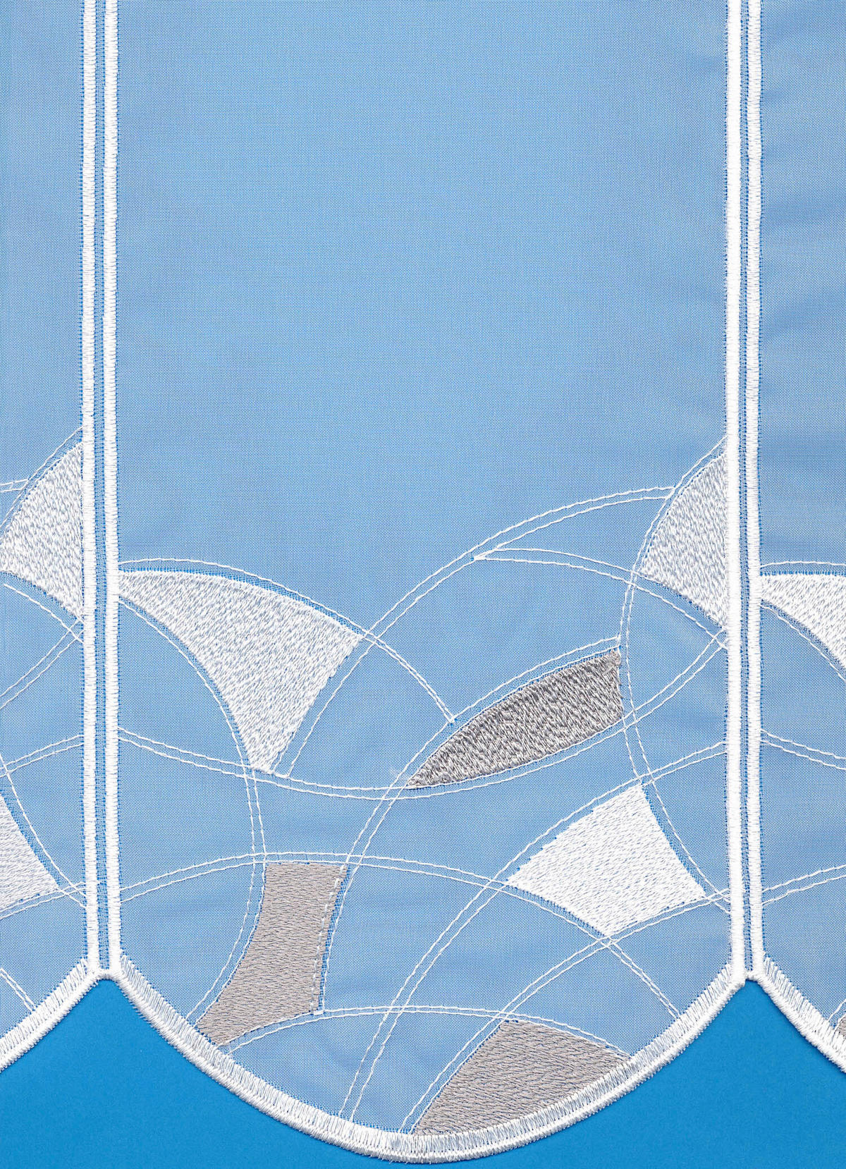 KURZGARDINE   80/45 cm   - Hellgrau/Weiß, KONVENTIONELL, Textil (80/45cm)