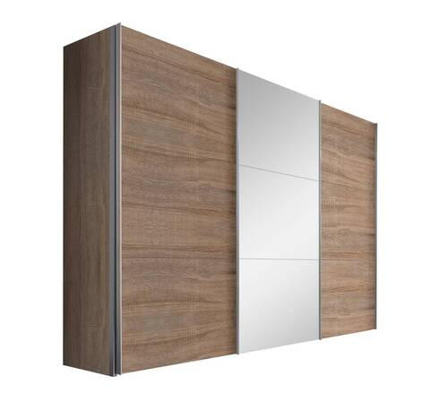 SCHWEBETÜRENSCHRANK 3-türig Sonoma Eiche - Eichefarben/Alufarben, KONVENTIONELL, Glas/Holzwerkstoff (300/216/68cm) - Hom`in