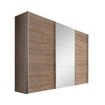 SCHWEBETÜRENSCHRANK 300/216/68 cm 3-türig  - Eichefarben/Alufarben, KONVENTIONELL, Glas/Holzwerkstoff (300/216/68cm) - Hom`in