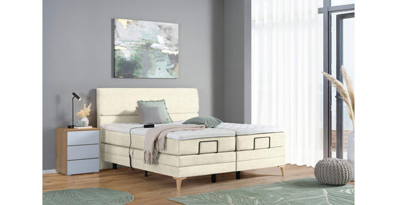 BOXSPRINGBETT 180/200 cm  in Creme  - Eichefarben/Creme, KONVENTIONELL, Holz/Textil (180/200cm) - Voleo