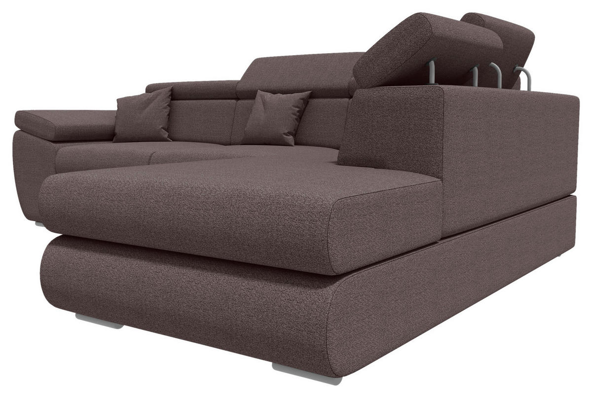 ECKSOFA Graubraun Struktur  - Chromfarben/Graubraun, KONVENTIONELL, Kunststoff/Textil (282/205cm) - Carryhome