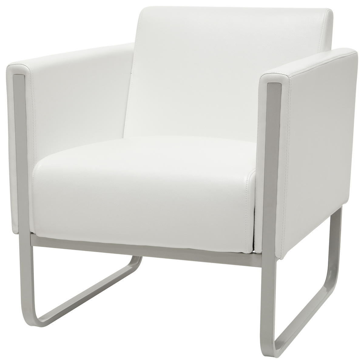 SESSEL Lederlook Weiß, Hellgrau    - Hellgrau/Weiß, MODERN, Textil/Metall (67/78/71cm) - MID.YOU