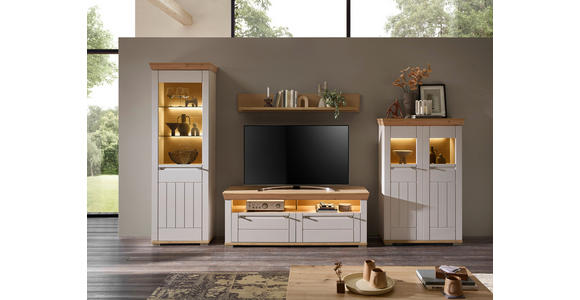 WOHNWAND  in Kaschmir, Eiche Artisan  351/208/53 cm  - Kaschmir/Eiche Artisan, ROMANTIK / LANDHAUS, Glas/Holzwerkstoff (351/208/53cm) - Landscape