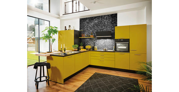 EINBAUKÜCHE   - Currygelb, Design, Holzwerkstoff - Novel