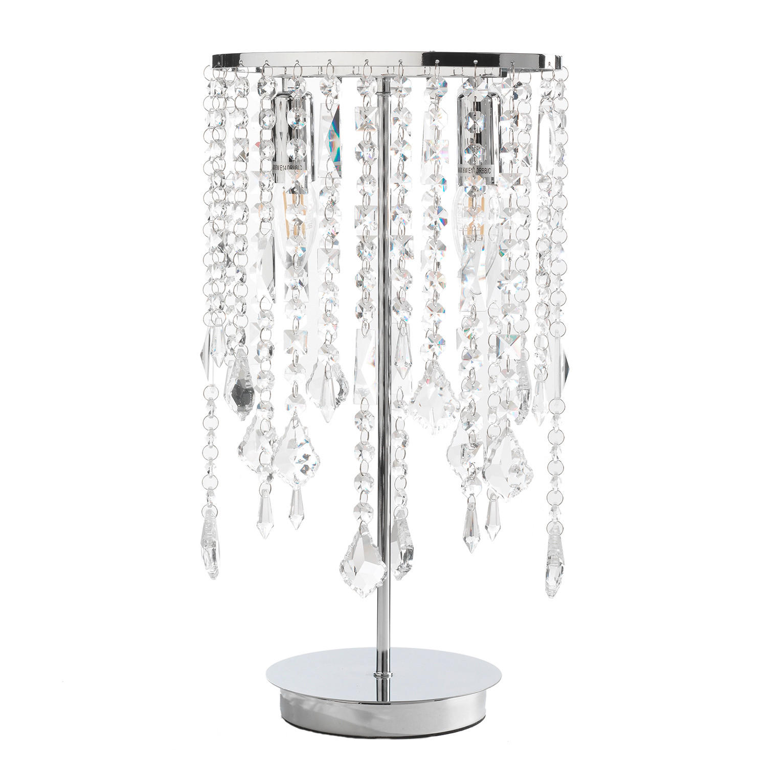 KRISTALL-TISCHLEUCHTE 25/45 cm   - Chromfarben, KONVENTIONELL, Glas/Metall (25/45cm)