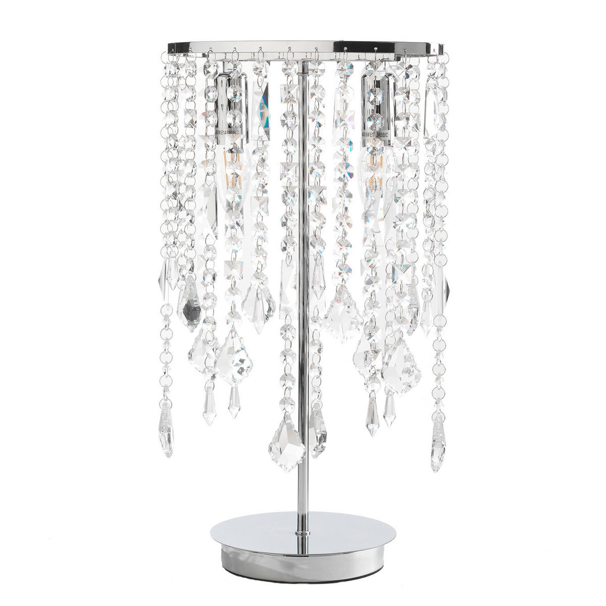 KRISTALL-TISCHLEUCHTE 25/45 cm   - Chromfarben, KONVENTIONELL, Glas/Metall (25/45cm)