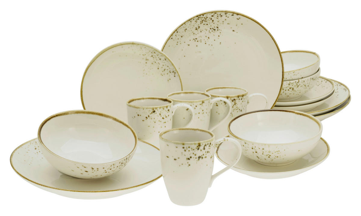 KOMBISERVICE Creme, Weiß Nature Collection Natural Living 16-teilig 4 Personen  - Creme/Weiß, Basics, Keramik - Creatable