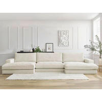 WOHNLANDSCHAFT LEONARD Beige Cord  - Beige/Schwarz, MODERN, Kunststoff/Textil (159/349/159cm)