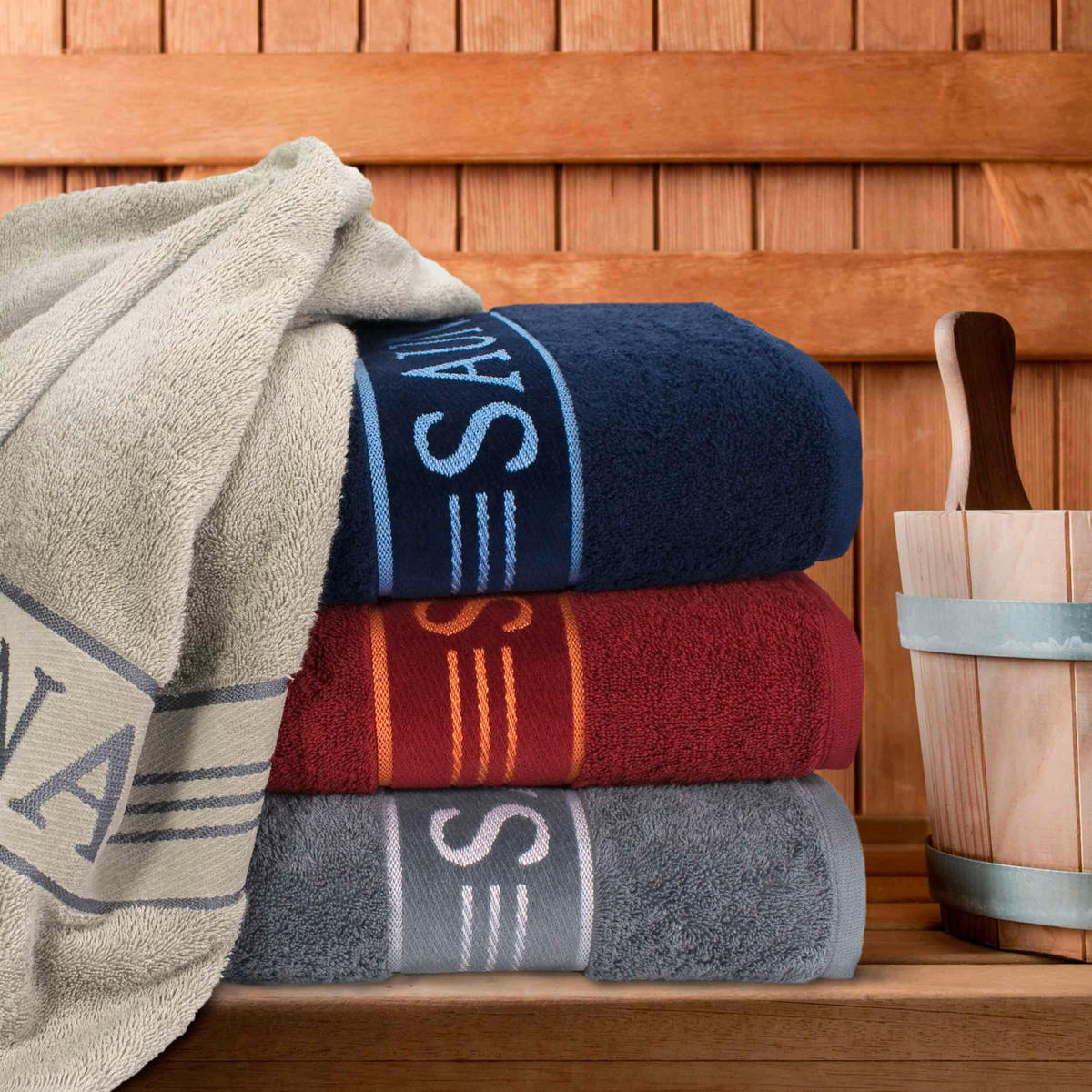 SAUNATUCH FROTTANA SAUNA Blau  - Blau, Basics, Textil (80/200cm) - Moeve