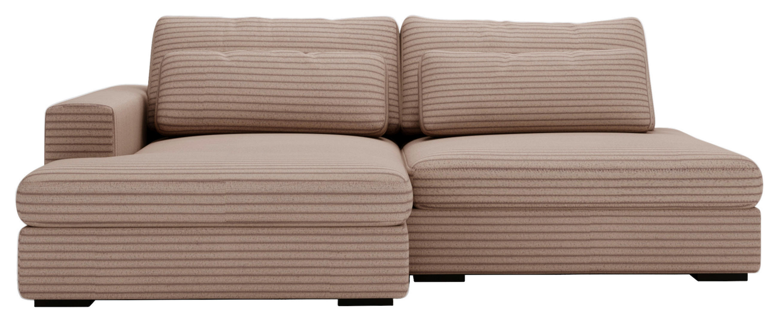 ECKSOFA Hellbraun Cord  - Hellbraun/Schwarz, Design, Kunststoff/Textil (158/223cm) - home24