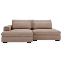 ECKSOFA Hellbraun Cord  - Hellbraun/Schwarz, Design, Kunststoff/Textil (158/223cm) - home24